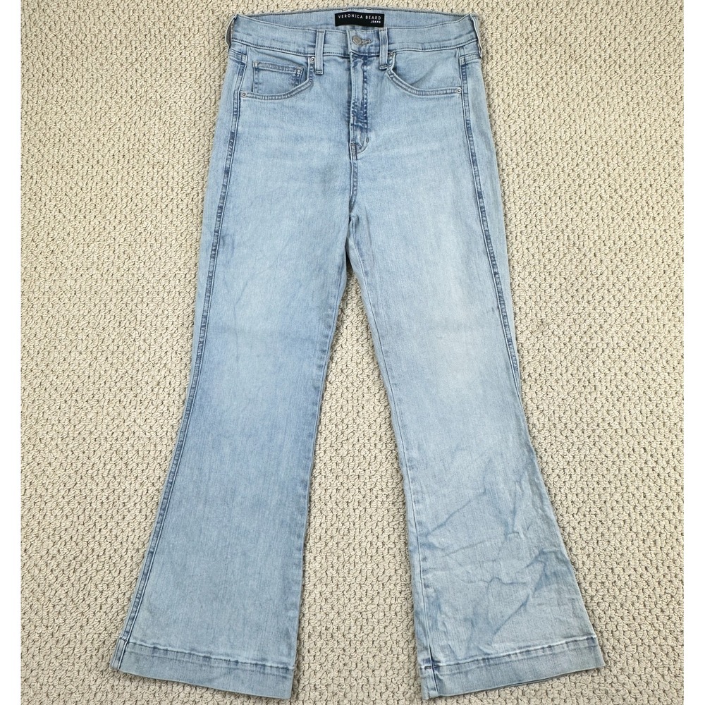 Veronica Beard Carson Ankle Flare Jeans Womens 31/12 Light Blue Wash High Rise - Picture 1 of 15